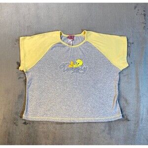 Tweety Bird, Gray and Yellow Night Shirt, Cropped, Looney Tunes, Women's, 1XL